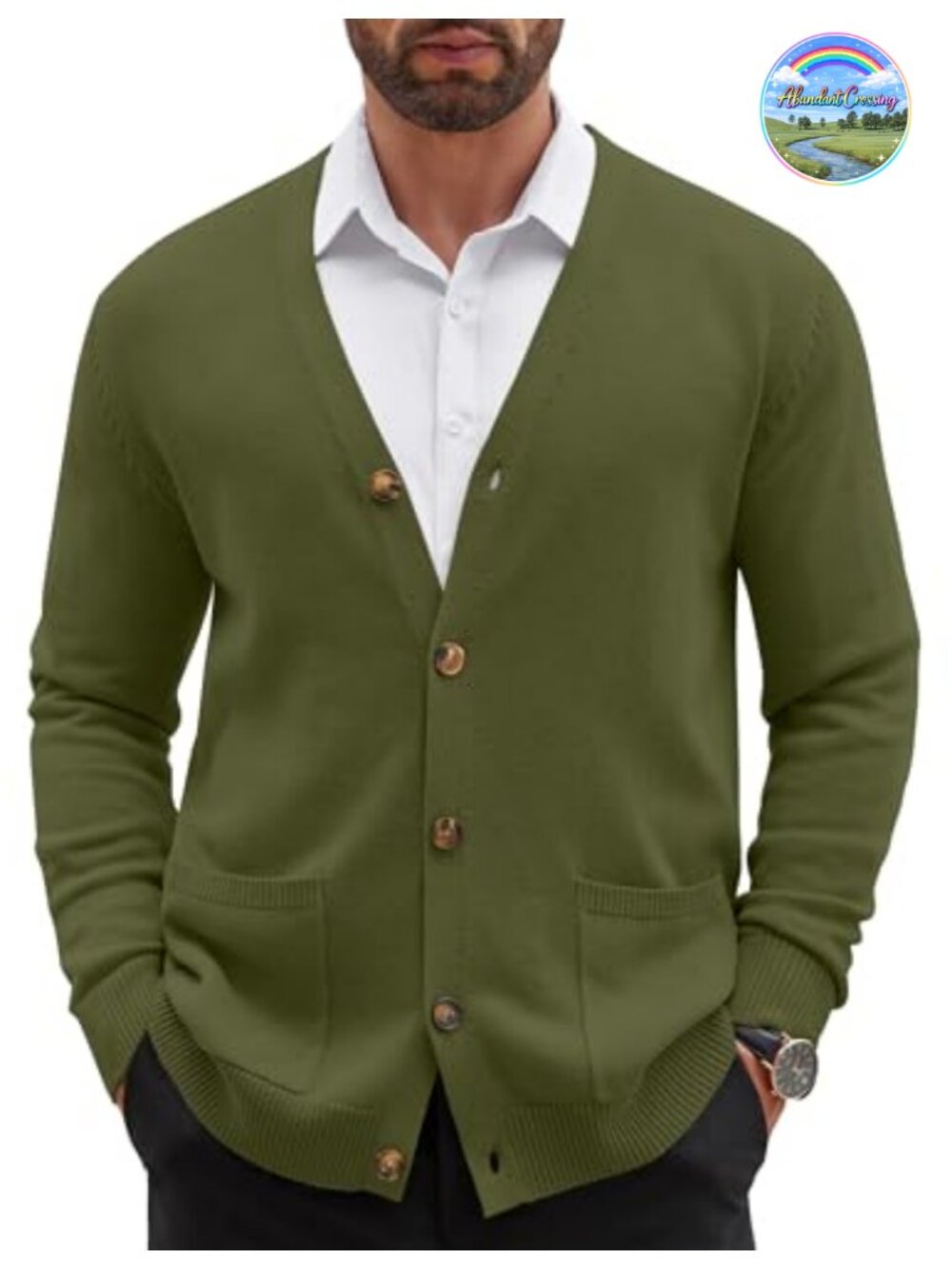 Mens Cardigan V Neck Button Sweater Lightweight Slim Fit Pockets Polyester